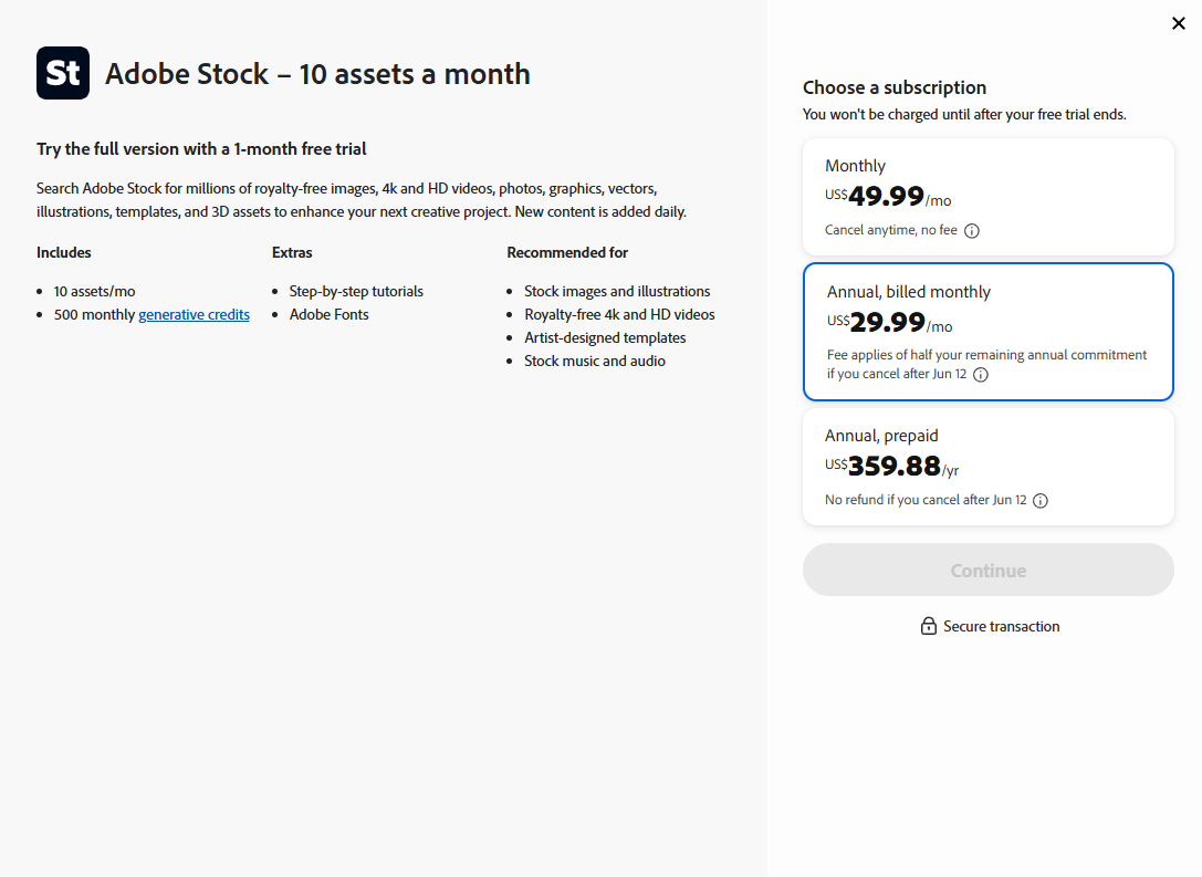 🔥 Adobe Stock Account Plan: Premium