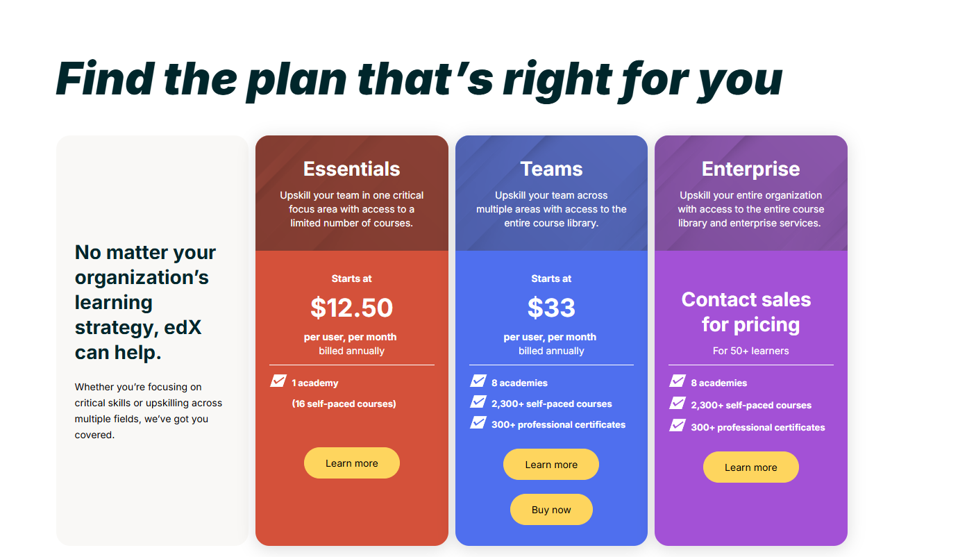 🔥 edX Account Plan: Essential/ Enterprise