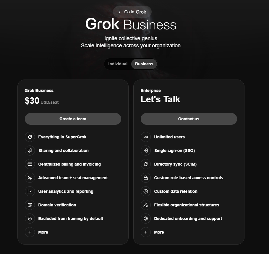🔥 Grok Account Plans: SuperGrok / Business
