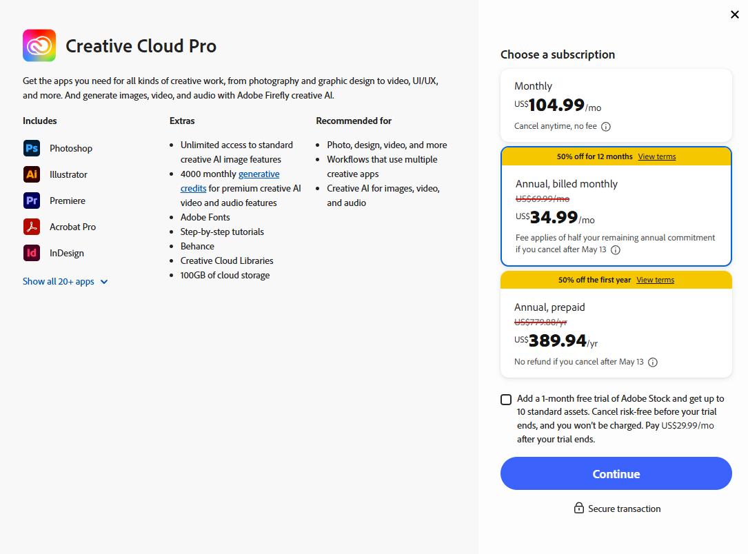 🔥 Adobe Creative Cloud Account Plan: Pro