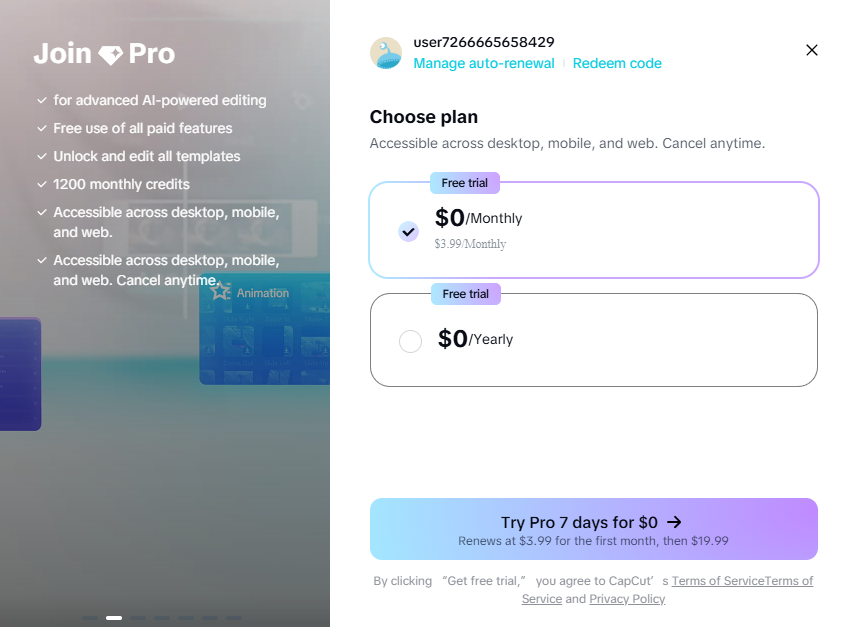 🔥 CapCut Account Plan: Premium