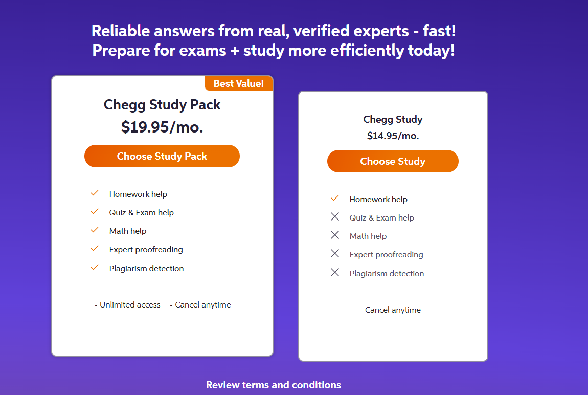 🔥 Chegg Account Plan: Study